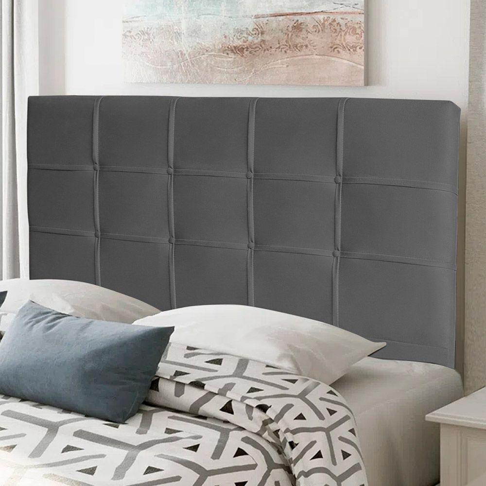 Cabeceira Estofada Box Casal King Size Fiorella 195cm Cinza - 4