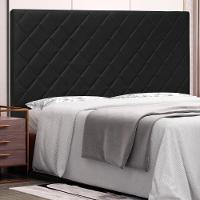 Cabeceira Estofada Box Casal King Size Esmeralda 195cm Preto - 4