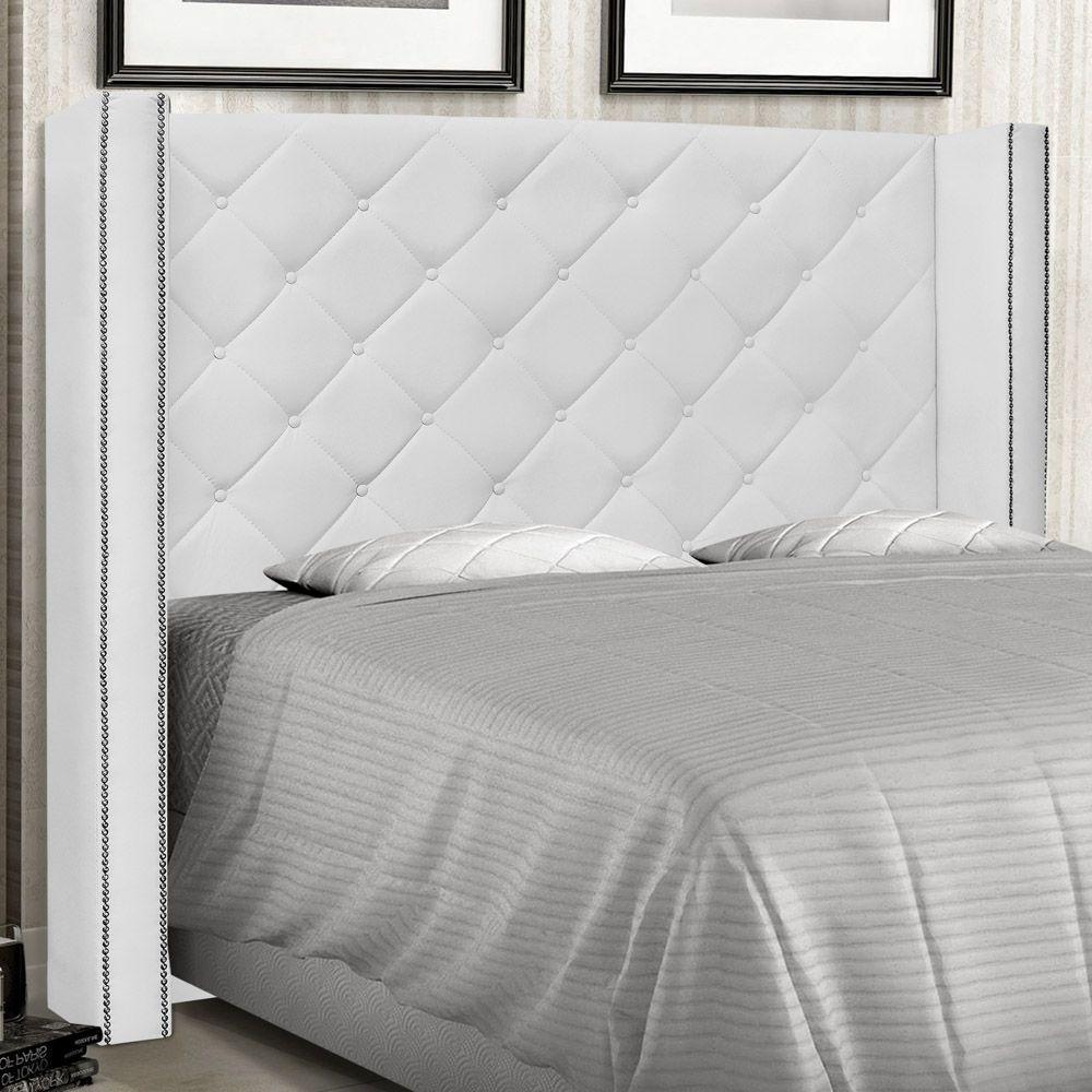 Cabeceira Estofada Box Casal King Size Alteza 195cm Branco - 4