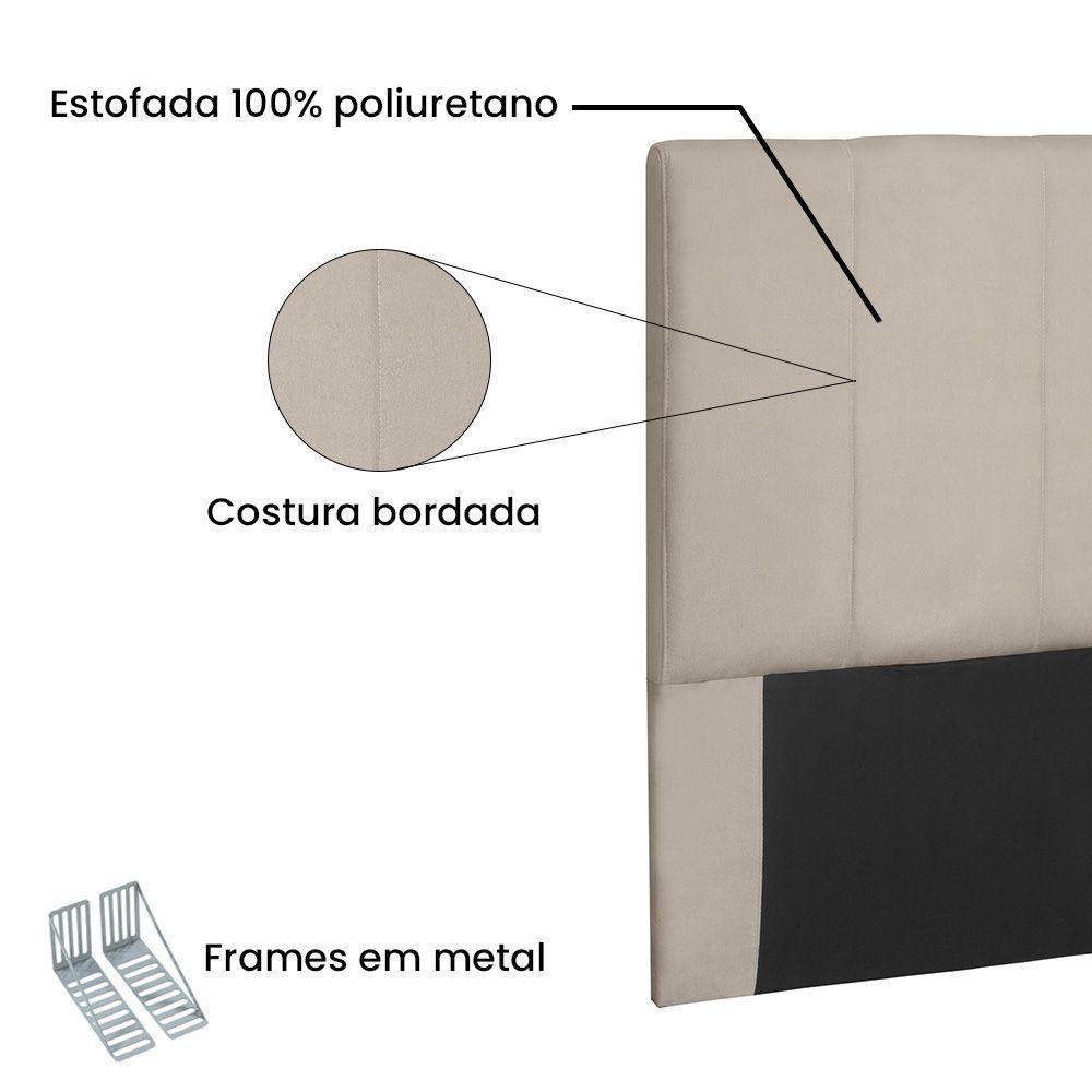 Cabeceira Estofada Box Casal King Size Ravenna 195cm Bege - 3