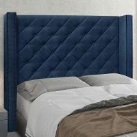 Cabeceira Estofada Box Casal Queen Size 160cm Azul Marinho - 4