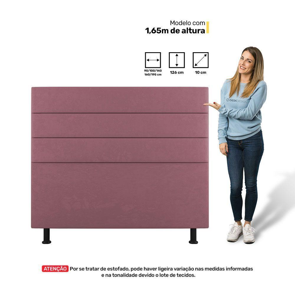 Cabeceira Casal Malik 140cm Suede Rosé - 3