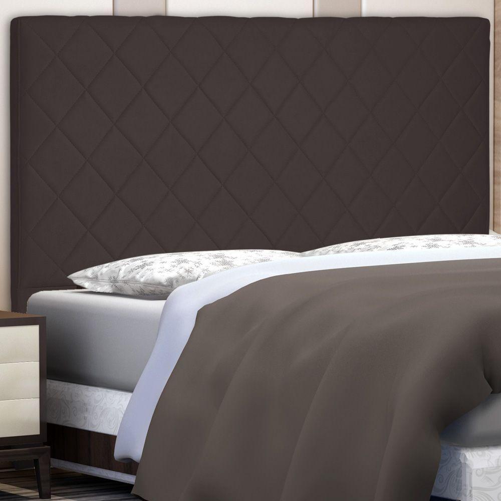 Cabeceira Estofada Box Casal King Size Esmeralda 195cm Café - 4