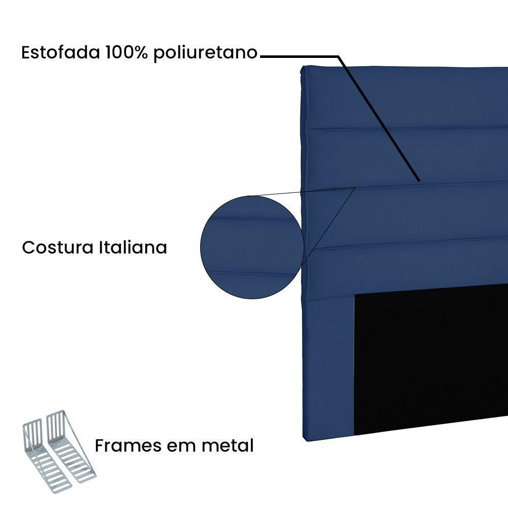 Cabeceira Estofada Box Casal Queen Size 160cm Azul Marinho - 3