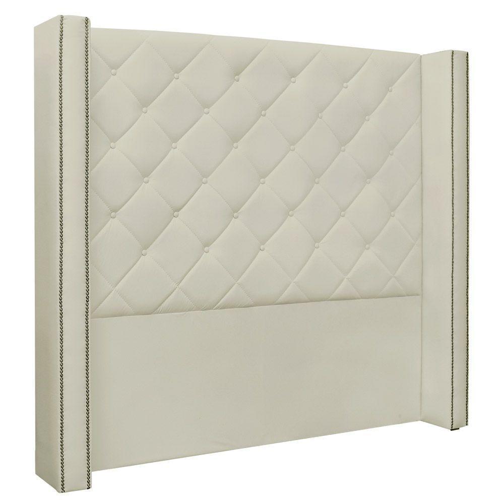 Cabeceira Estofada Box Casal King Size Alteza 195cm Bege - 1