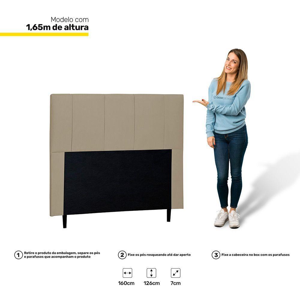 Cabeceira Cama Box Casal Queen Donna 160cm Corano Bege - 3