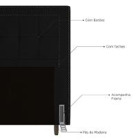 Cabeceira Box Casal King Size 195cm Com Tachas E Frame Preto