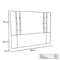 Cabeceira Estofada Box Casal King Size Monreale 195cm Cinza - 2