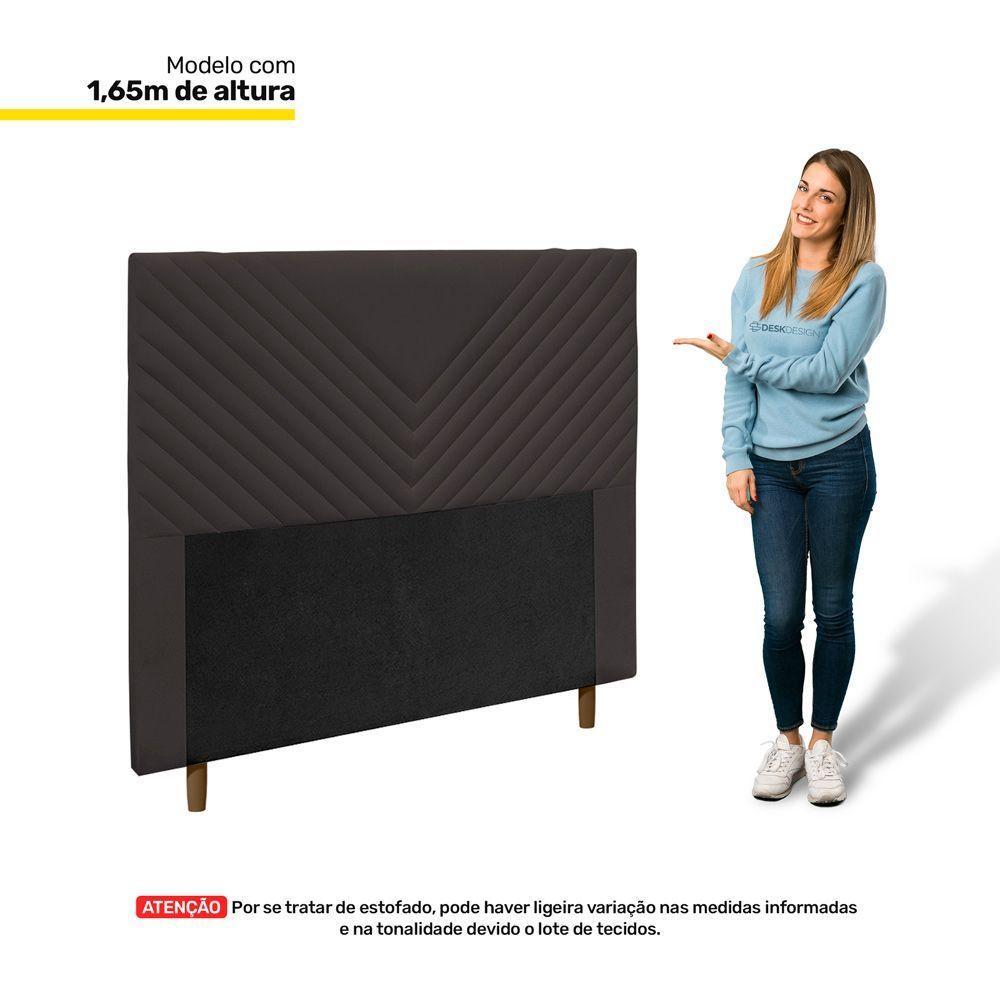 Cabeceira Cama Box Solteiro Viena 90cm Veludo Marrom - 5