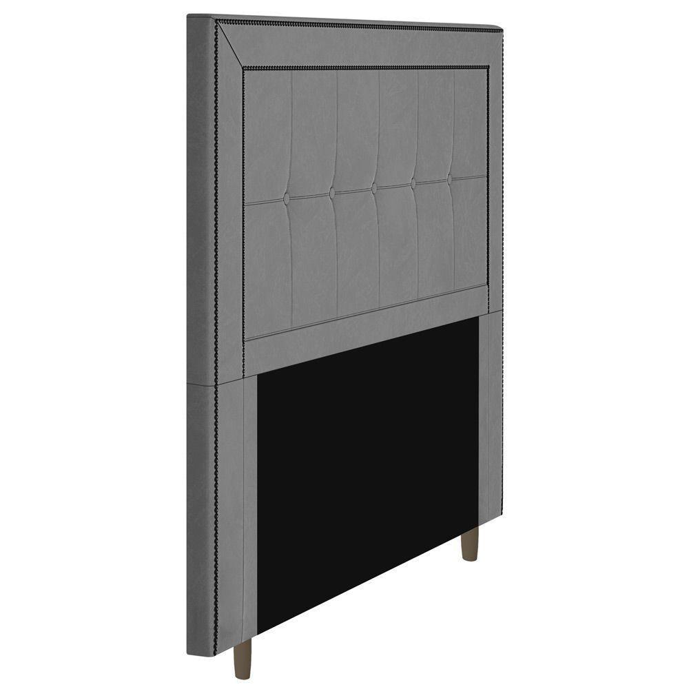 Cabeceira Box Casal King Size 195cm Com Tachas E Frame Cinza - 3