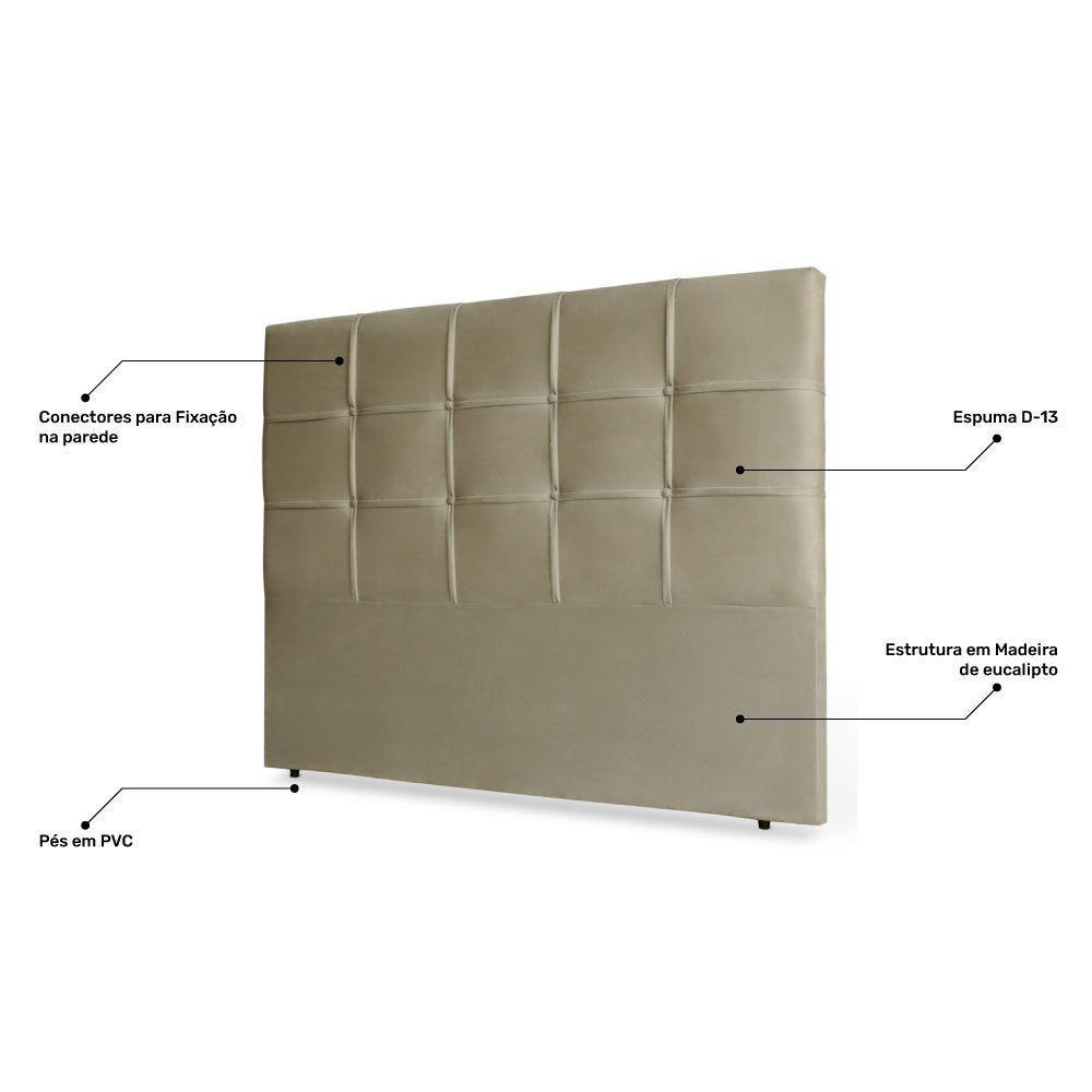 Cabeceira Estofada Box Casal Fiorella 140cm Bege Escuro - 3