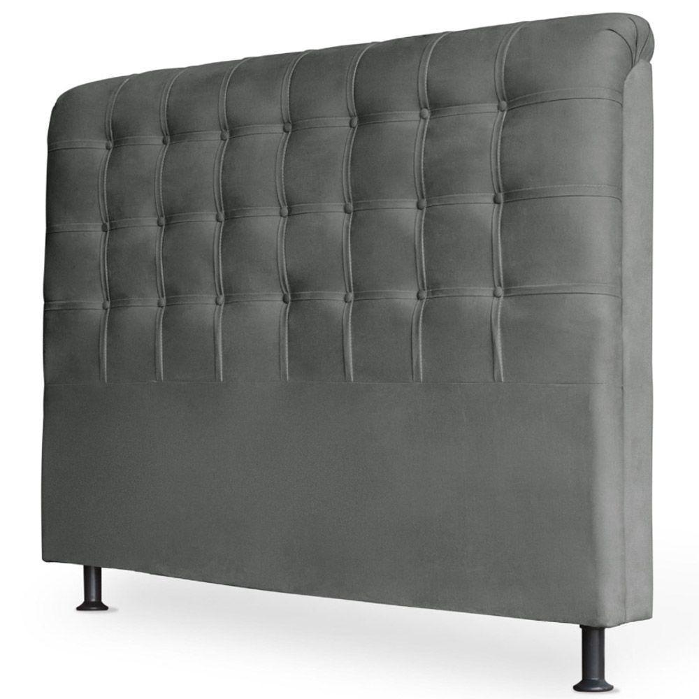Cabeceira Estofada Box Casal Queen Louise 160cm Suede Cinza - 1