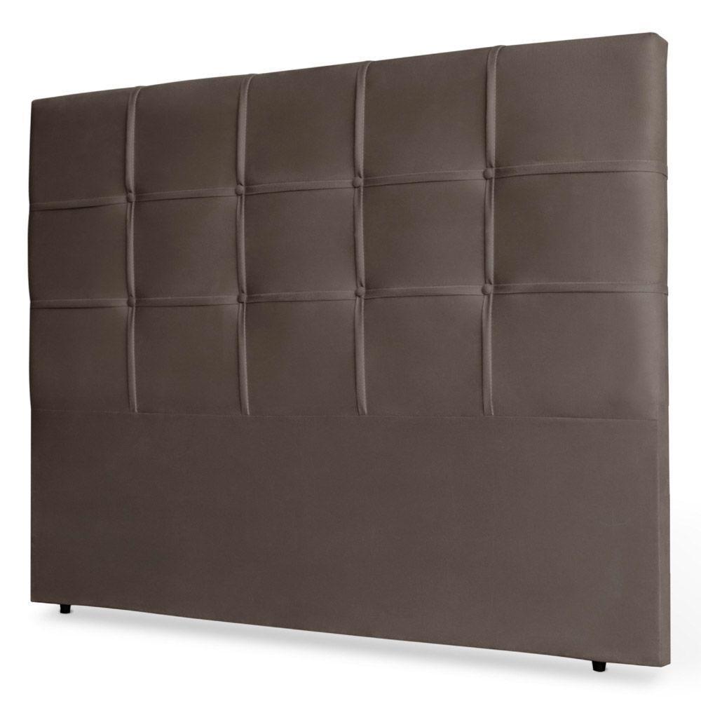Cabeceira Estofada Box Casal Fiorella 140cm Suede Marrom - 1