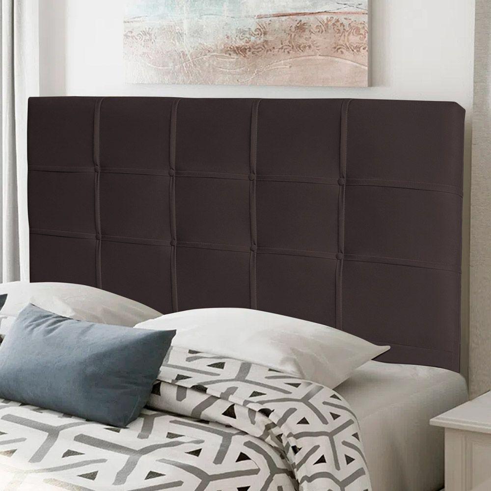 Cabeceira Estofada Box Casal Fiorella 140cm Suede Marrom - 4