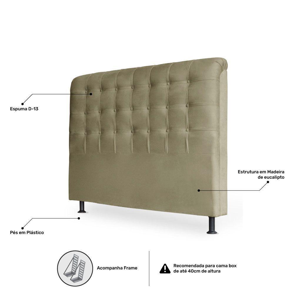 Cabeceira Estofada Box Casal Louise 140cm Suede Bege Escuro - 3