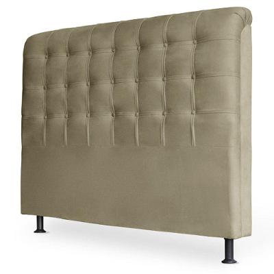 Cabeceira Estofada Box Casal Louise 140cm Suede Bege Escuro