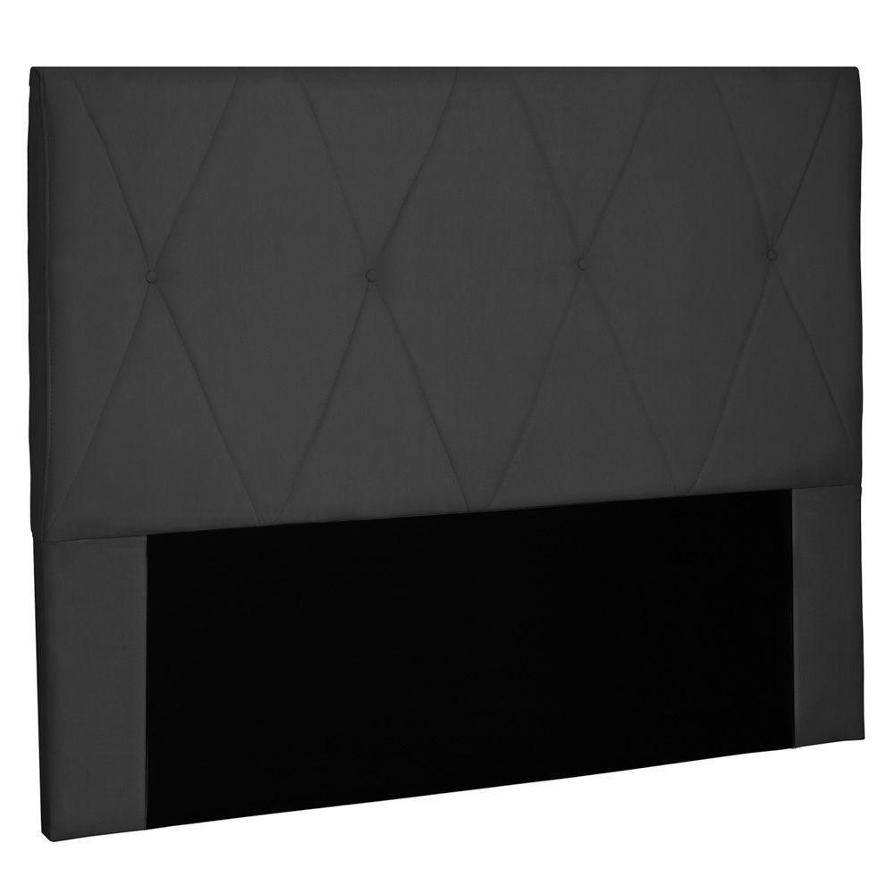 Cabeceira Estofada Box Casal King Size 195cm Suede Preto - 1