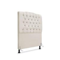 Kit Cabeceira E Calçadeira Baú Dunas Solteiro 90 Cm - Veludo Bege Claro