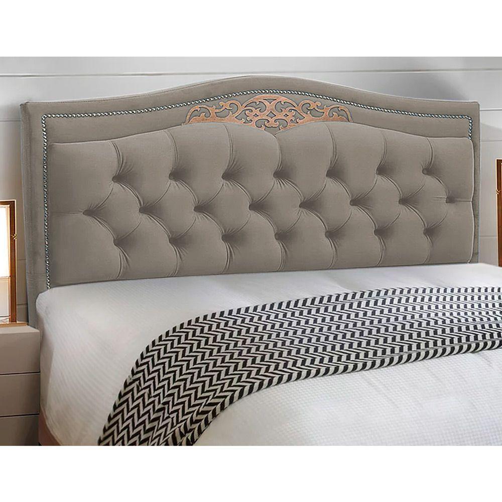 Cabeceira E Calçadeira Baú Box Casal Queen Size 160cm Bege - 4