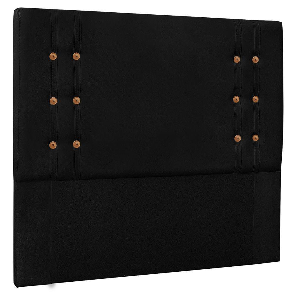 Cabeceira Estofada Box Casal Monreale 140cm Suede Preto - 1