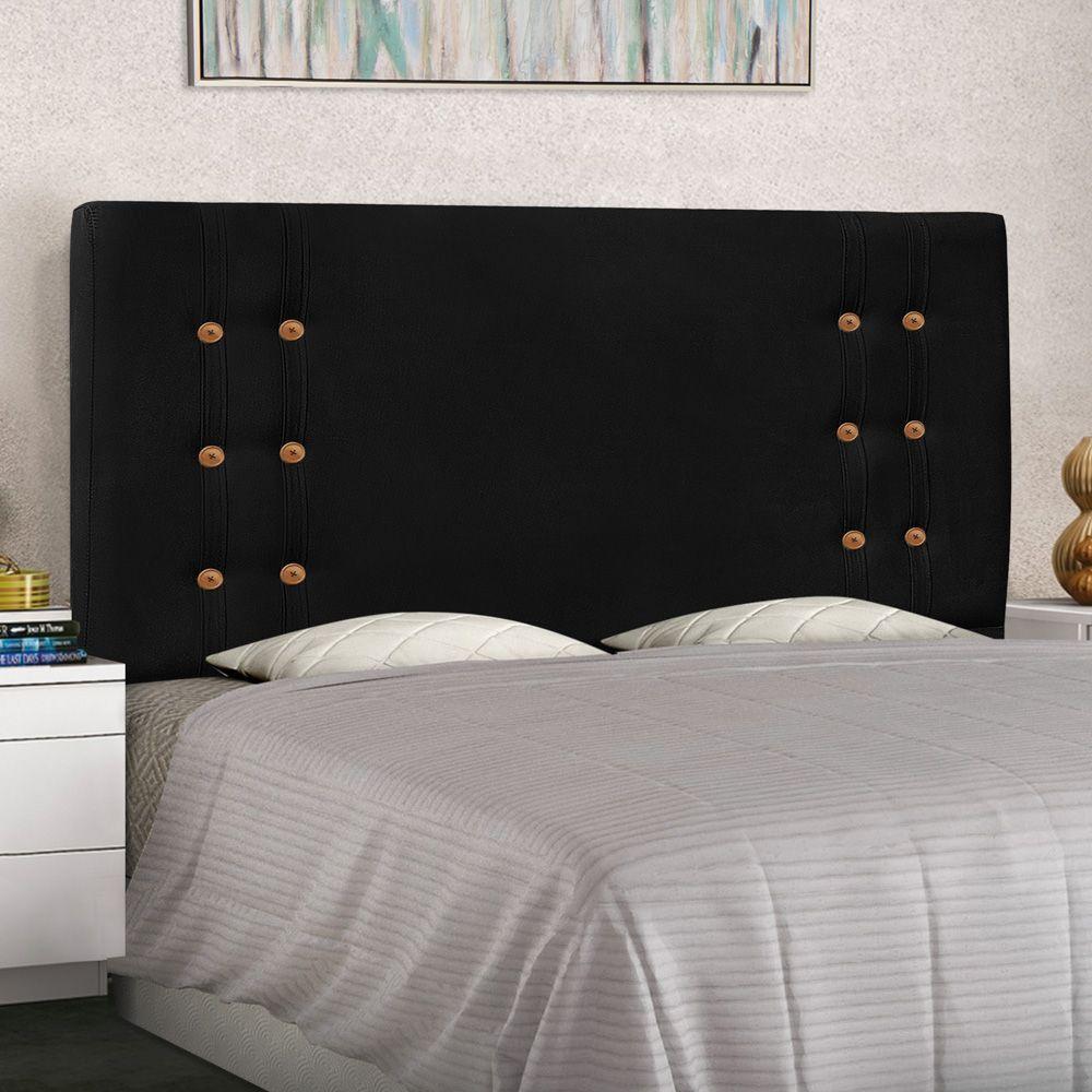 Cabeceira Estofada Box Casal Monreale 140cm Suede Preto - 4