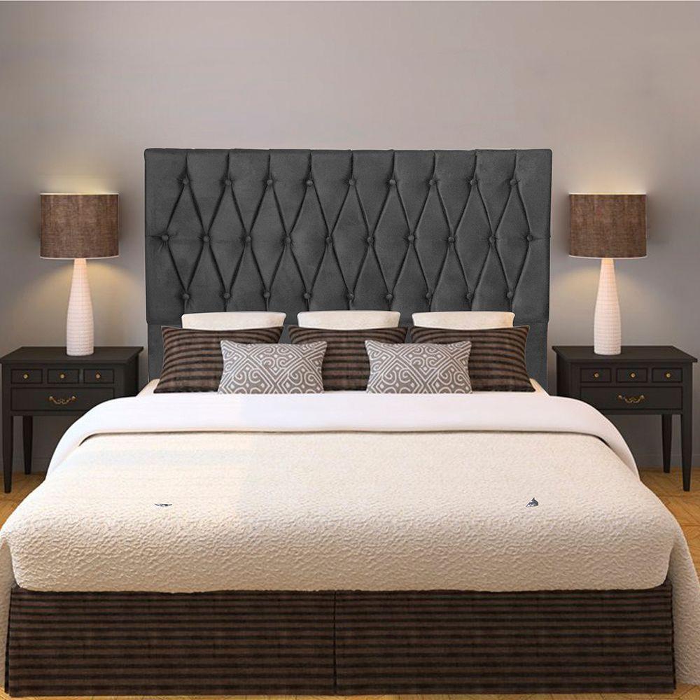 Cabeceira Casal 1,95m Paris Suede Cinza Dal Poz Estofados - 1