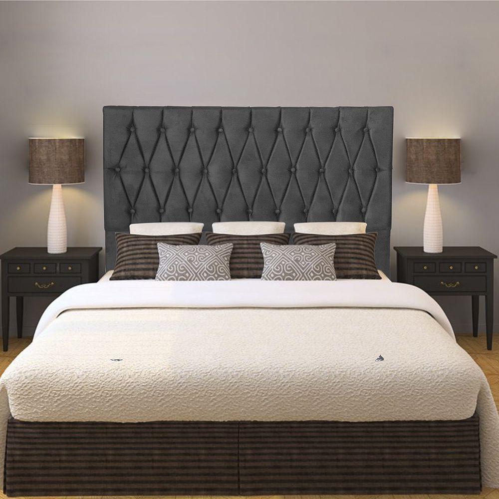 Cabeceira Casal 1,95m Paris Suede Cinza Dal Poz Estofados - 5