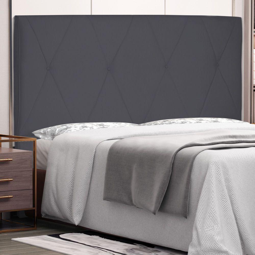 Cabeceira Estofada Box Casal King Size 195cm Suede Cinza - 4