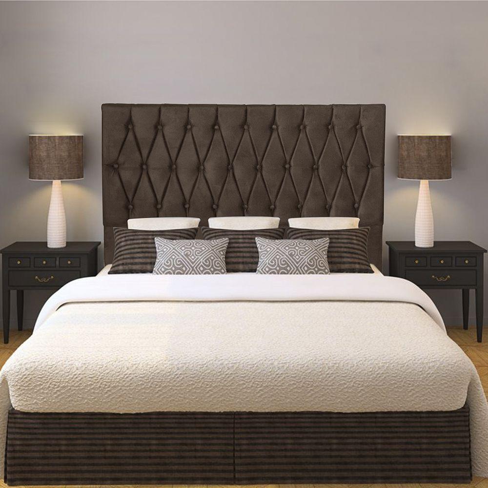 Cabeceira Casal 1,40m Paris Suede Marrom Dal Poz Estofados - 3