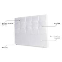 Cabeceira Estofada Box Casal Fiorella 140cm Corino Branco