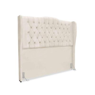 Cabeceira De Cama Box Casal 140 Cm Dubai Premium - Veludo Bege Claro