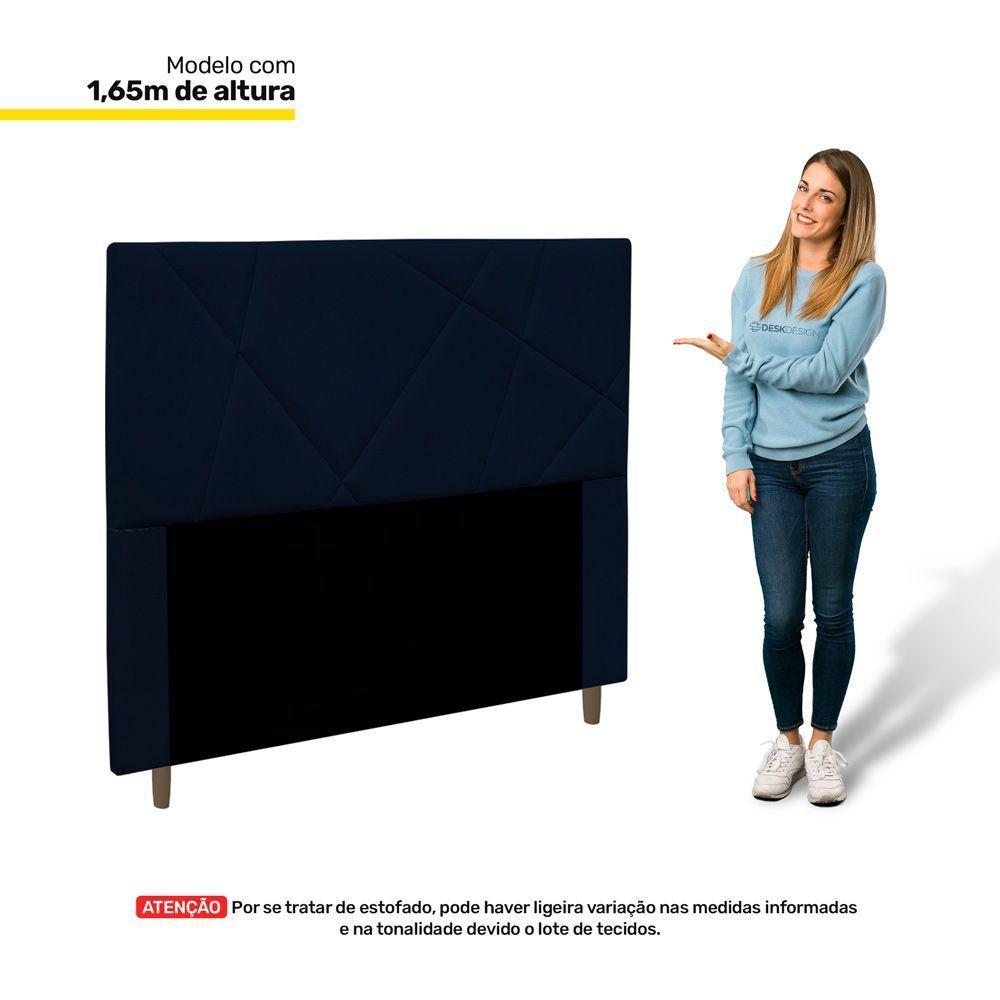 Cabeceira Box Casal Queen Size 160cm Veludo Azul Marinho - 3