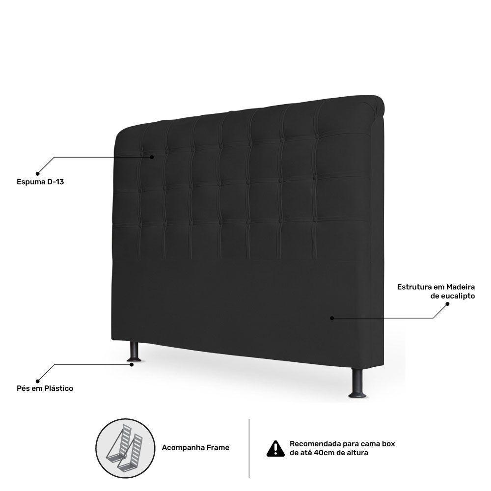 Cabeceira Estofada Box Casal Queen Louise 160cm Suede Preto - 3
