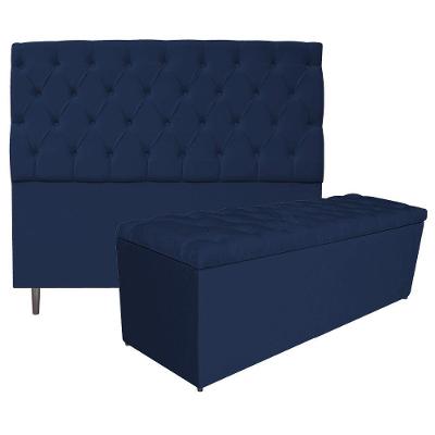 Kit Cabeceira e Calçadeira Liverpool 160cm Queen Suede