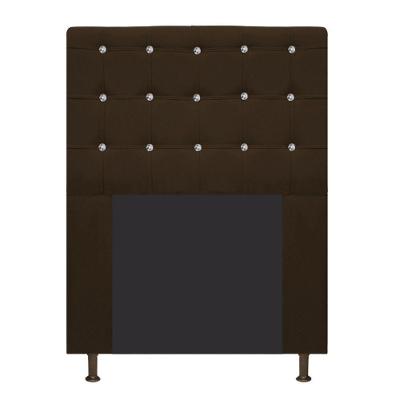 Cabeceira Estofada 90 Cm Solteiro Com Strass Suede Marrom