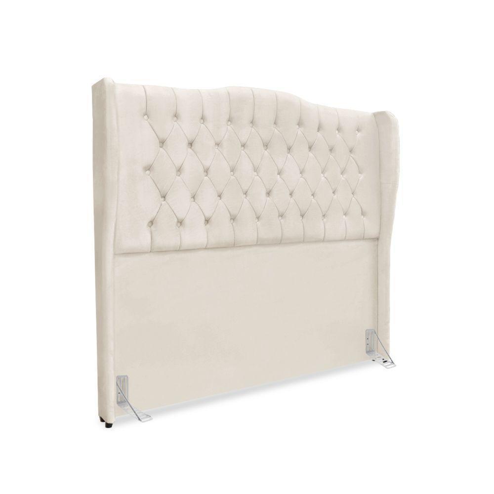 Kit Cabeceira E Calçadeira Baú Dubai Queen 160 Cm - Veludo Bege Claro - 4