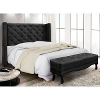 Kit Cabeceira E Calçadeira Recamier Queen 1,60M Suede Preto - 8