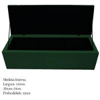 Kit Cabeceira Calçadeira Baú Estofada 140cm Casal Verde - 6