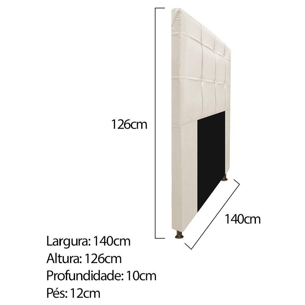 Kit Cabeceira Calçadeira Baú Estofada 140cm Casal Bege - 4
