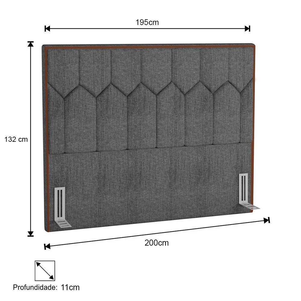 Cabeceira Cama Box Casal King 195Cm Órion P02 Linho Cinza - 4