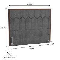 Cabeceira Cama Box Casal King 195Cm Órion P02 Linho Cinza