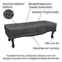 Kit Cabeceira E Calçadeira Recamier Queen 1,60M Suede Cinza - 3