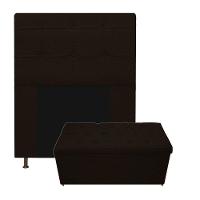 Kit Cabeceira Calçadeira Baú Estofada 90cm Solteiro Marrom - 1
