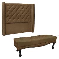 Kit Cabeceira E Calçadeira Recamier Queen 1,60M Caramelo - 1