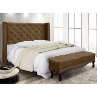 Kit Cabeceira E Calçadeira Recamier Queen 1,60M Caramelo