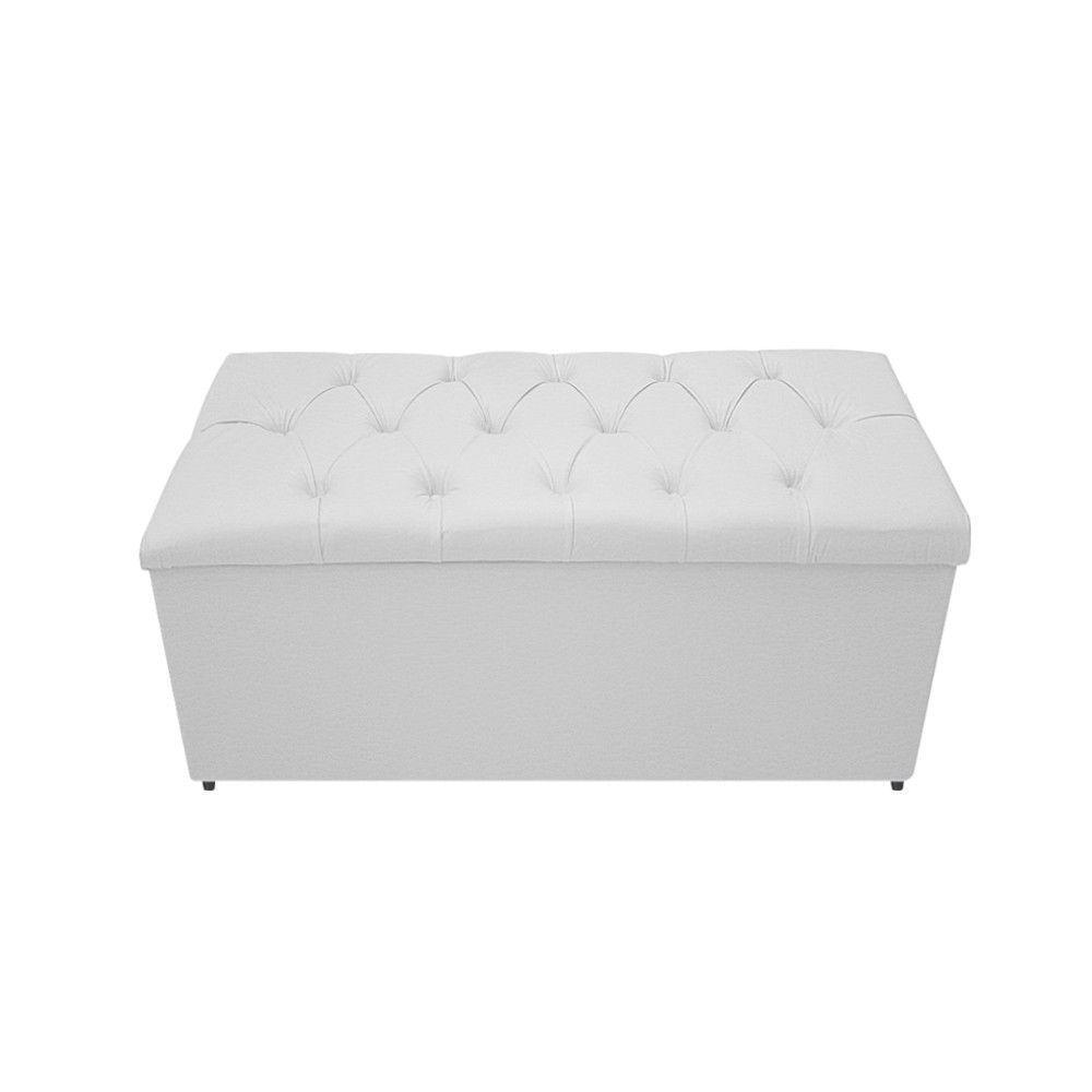 Kit Cabeceira Calçadeira Baú Estofada 90cm Solteiro Branco - 7