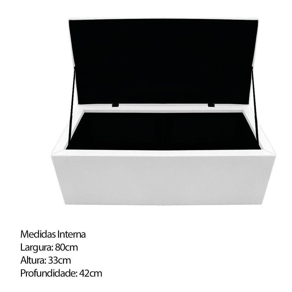 Kit Cabeceira Calçadeira Baú Estofada 90cm Solteiro Branco - 3