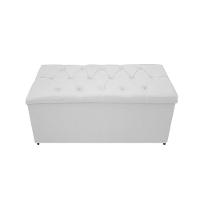 Kit Cabeceira Calçadeira Baú Estofada 90cm Solteiro Branco - 7