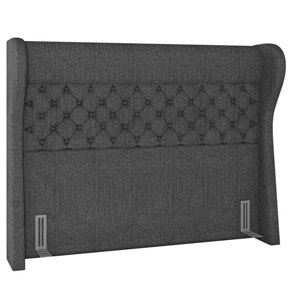 Cabeceira Cama Box Casal King 195Cm Trinidad P02 Linho Cinza - 1