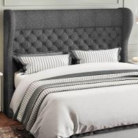 Cabeceira Cama Box Casal King 195Cm Trinidad P02 Linho Cinza